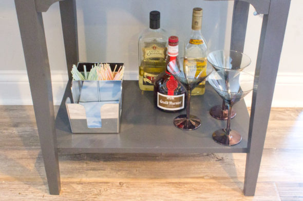 Turn a vintage sewing table into a bar cart