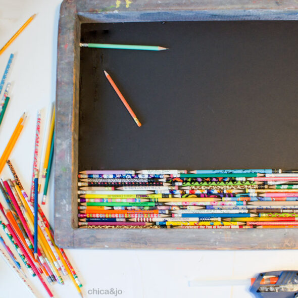 Upcycled artwork to display a pencil collection