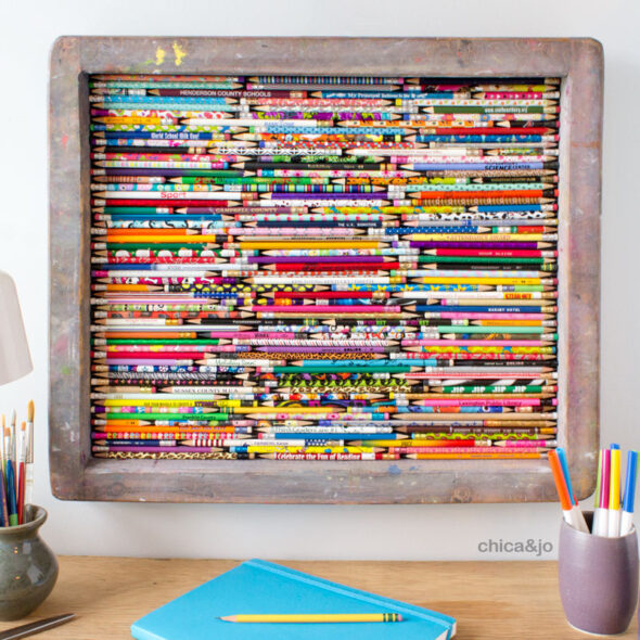 Upcycled artwork to display a pencil collection