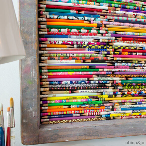 Upcycled artwork to display a pencil collection