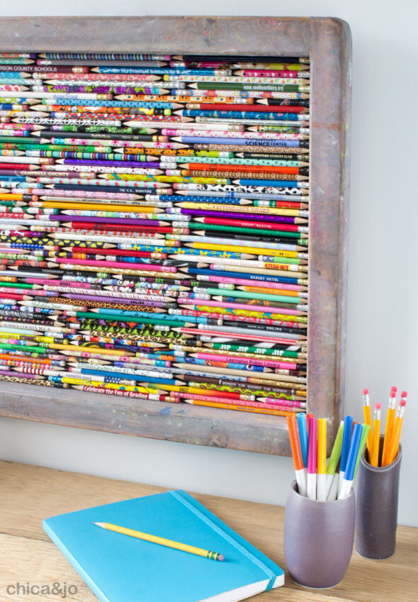 Upcycled artwork to display a pencil collection