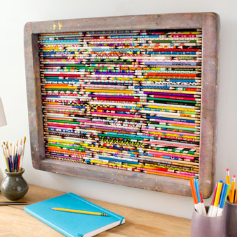 Upcycled Artwork to Display a Pencil Collection