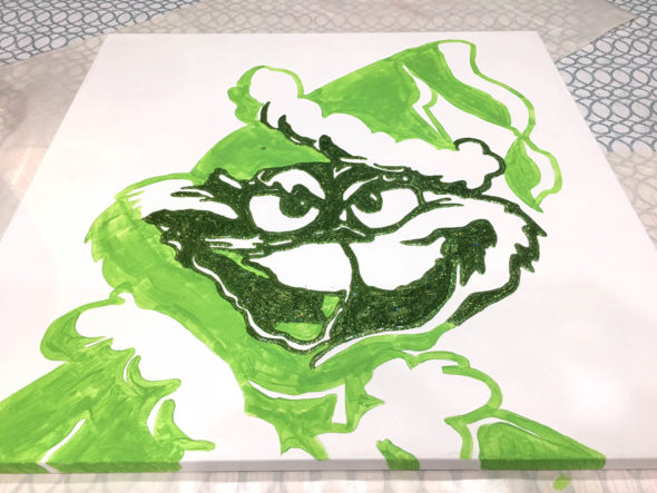 Glitter Grinch canvas tutorial