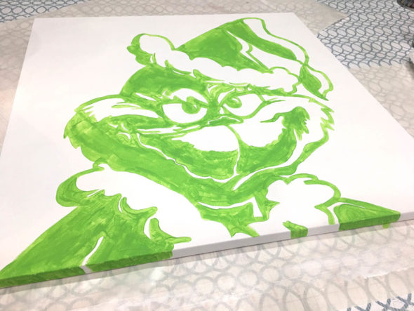 Glitter Grinch canvas tutorial