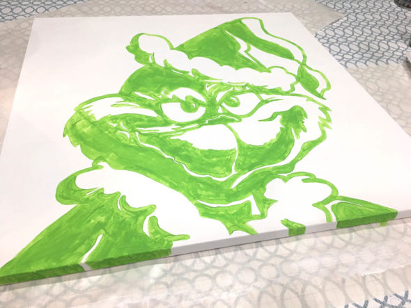 Glitter Grinch canvas tutorial