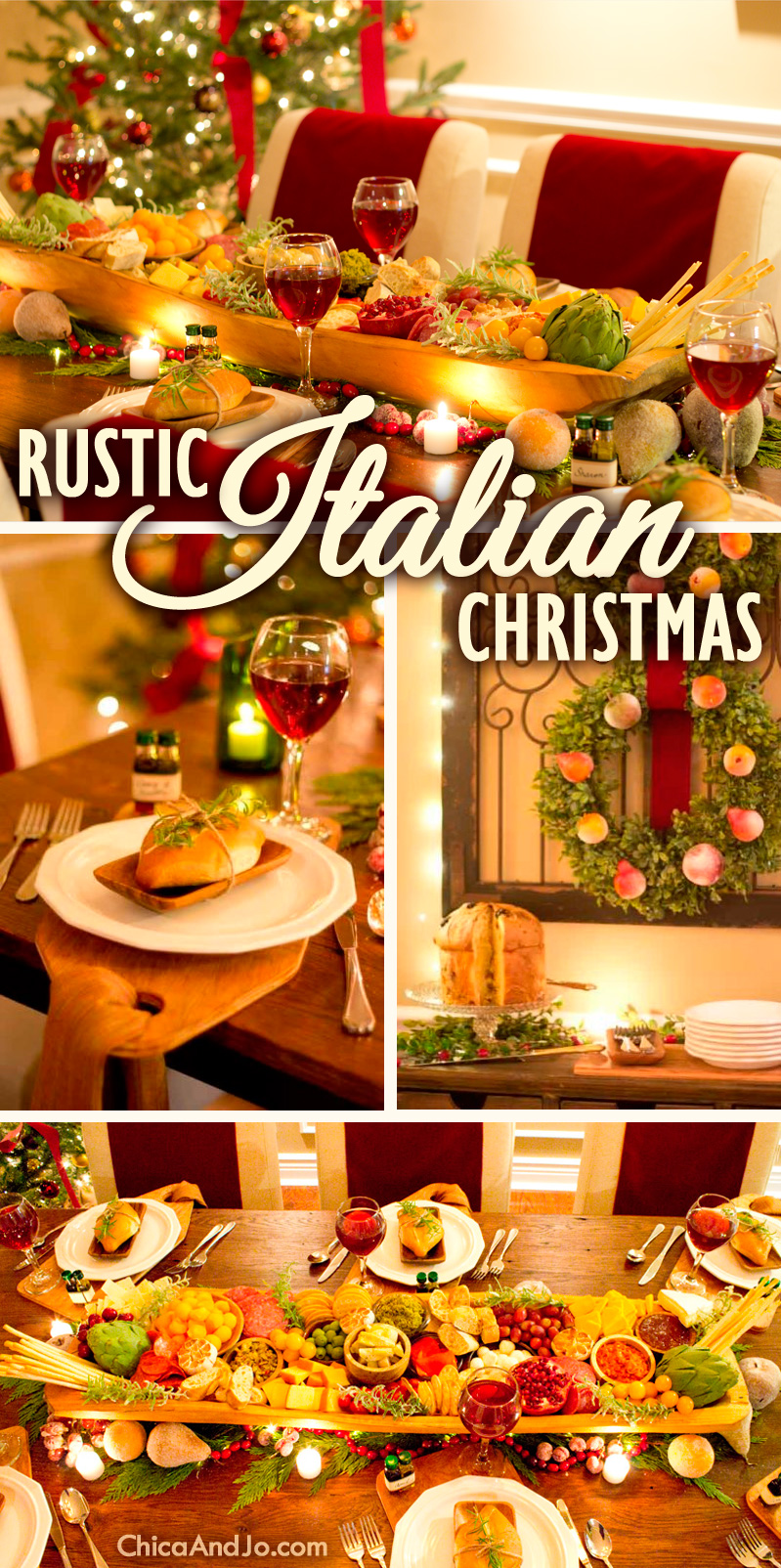 Rustic Italian Christmas table decorations | Chica and Jo