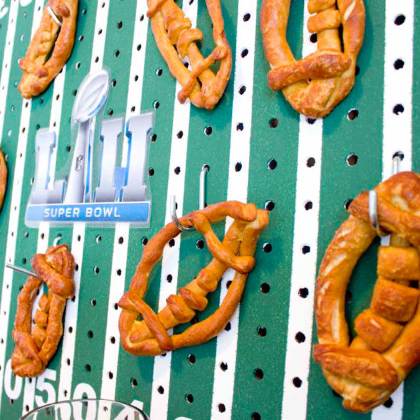 Pretzel bar for a Super Bowl football party