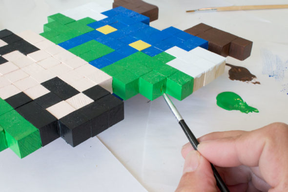 8-bit super mario brothers pixel art pattern