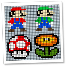 8-bit super mario brothers pixel art pattern