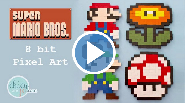 8 Bit Super Mario Brothers Wooden Block Pixel Art Pattern Chica And Jo