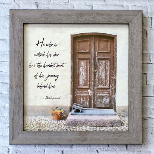 Inspirational Travel Quote Print with European Door