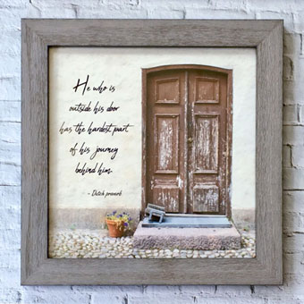 Inspirational Travel Quote Print with European Door