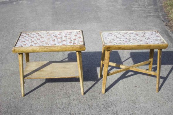 Mid-century tile top tables restoration