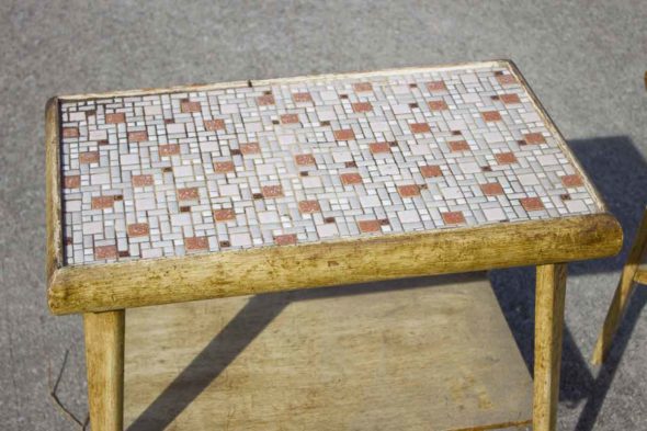 Mid-century tile top tables restoration