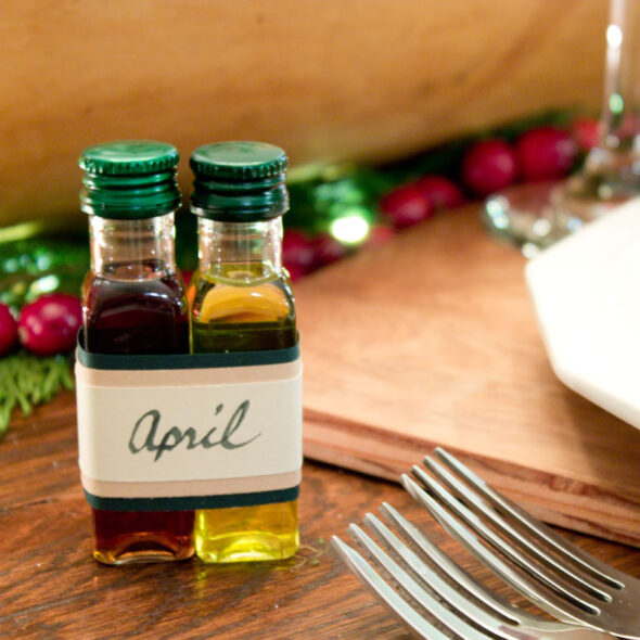 Oil and Vinegar Place Settings and Wedding Favors