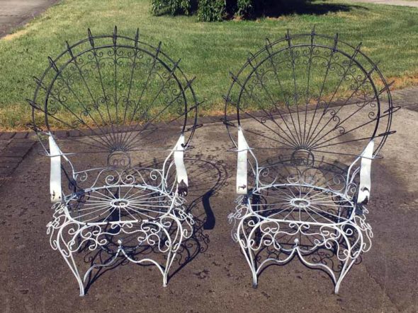 Vintage metal peacock chairs