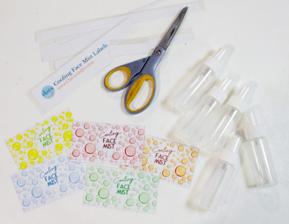 DIY cooling face mist spray bottles with printable labels