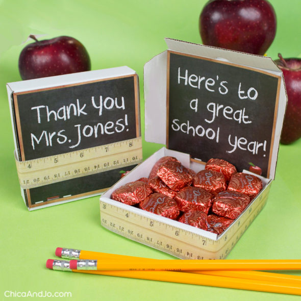 Back to school and teacher appreciation favor box printables