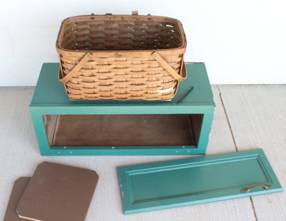 upcycled entryway organization center with basket