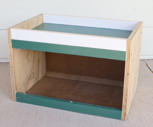 upcycled entryway organization center with basket