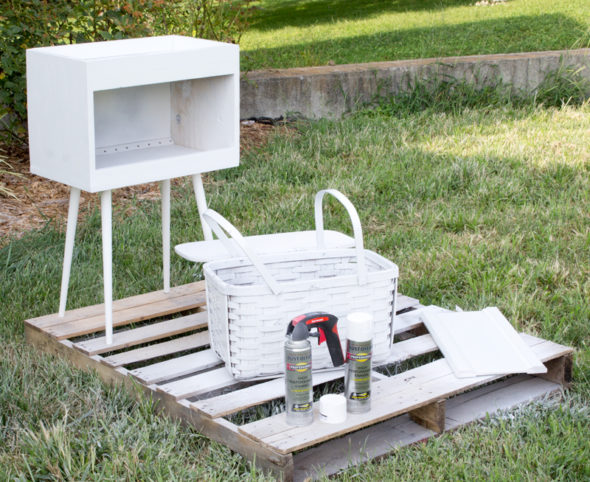 upcycled entryway organization center with basket