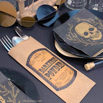 Potion Themed Cutlery Bags for Halloween Place Setting