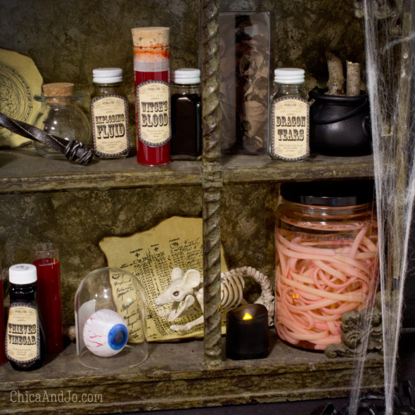Creepy curiosities cabinet for Halloween