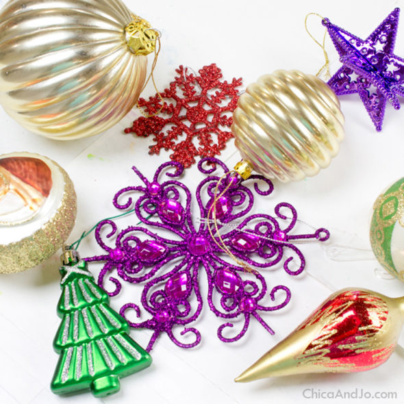 Redo dollar store Christmas ornaments