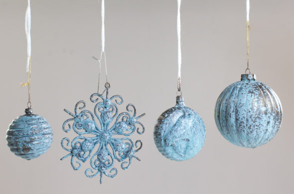 rustic metal patina christmas ornaments