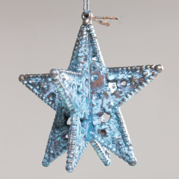 rustic metal patina christmas ornaments