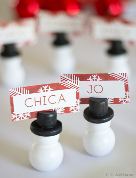 Snowman place card holders | Chica and Jo