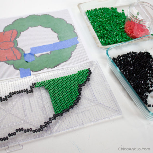 8-Bit Super Mario pixel art Christmas wreath