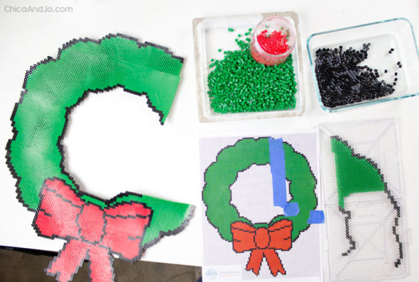8-Bit Super Mario pixel art Christmas wreath