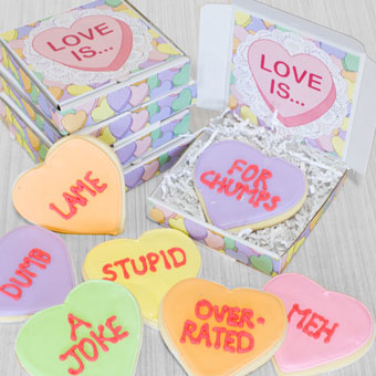 Anti-Valentine Conversation Heart Cookies
