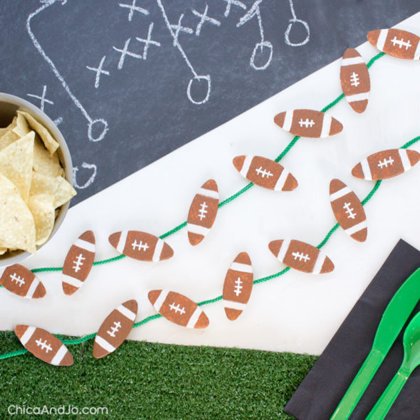 Mini Football Garland Made from Wood Biscuits