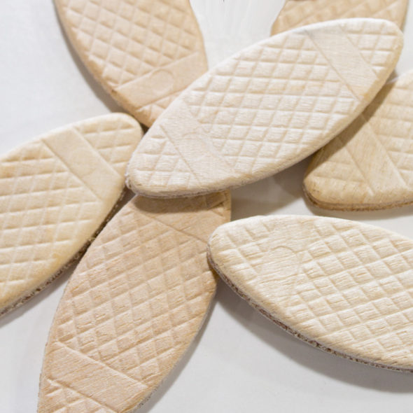 Mini football garland made from wood biscuits