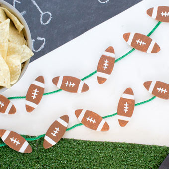 Mini Football Garland Made from Wood Biscuits