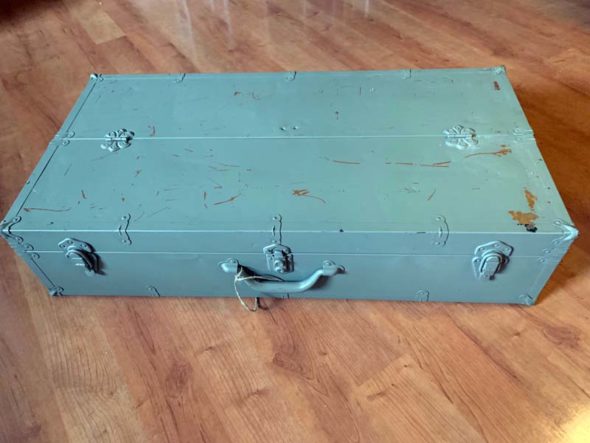 vintage trunk turned coffee table