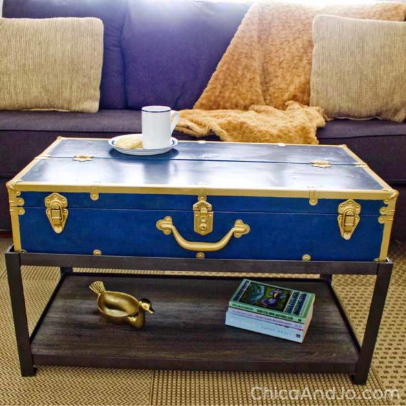 Vintage Foot Locker Trunk Turned Coffee Table