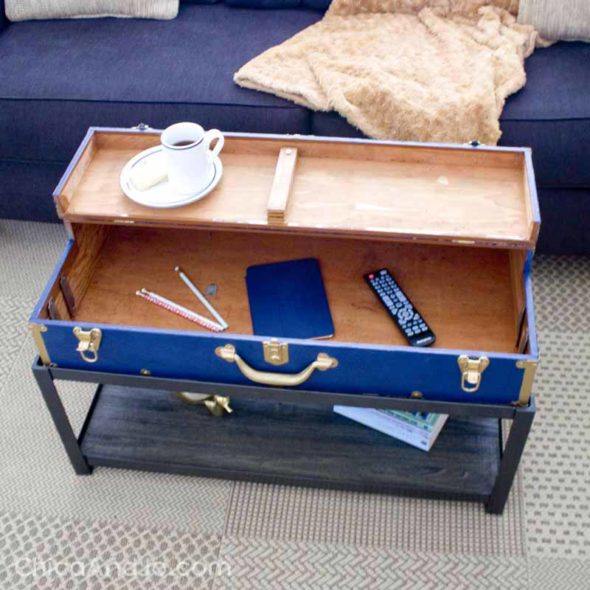 vintage trunk turned coffee table