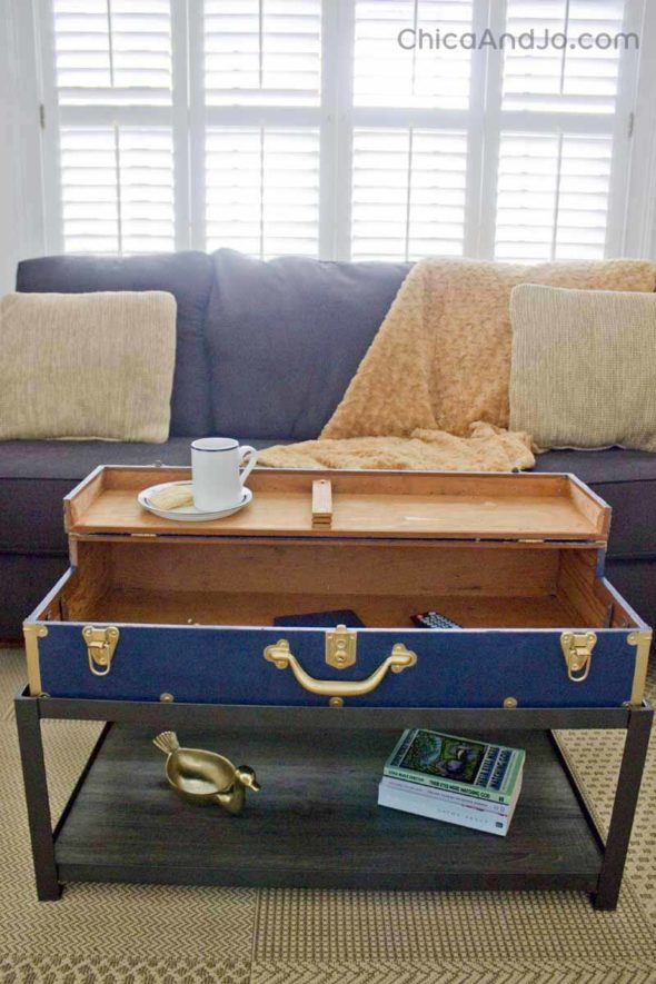 vintage trunk turned coffee table