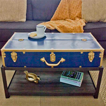 Vintage Foot Locker Trunk Turned Coffee Table