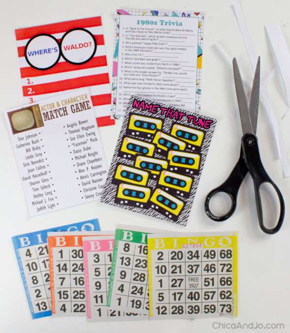 free printable 80s party games with retro Trapper Keeper folder