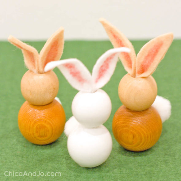 Wooden bead Easter bunny kid craft