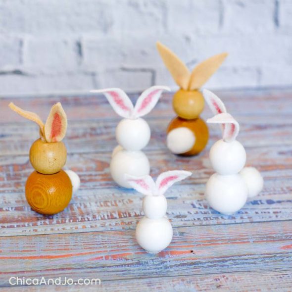 Wooden bead Easter bunny kid craft