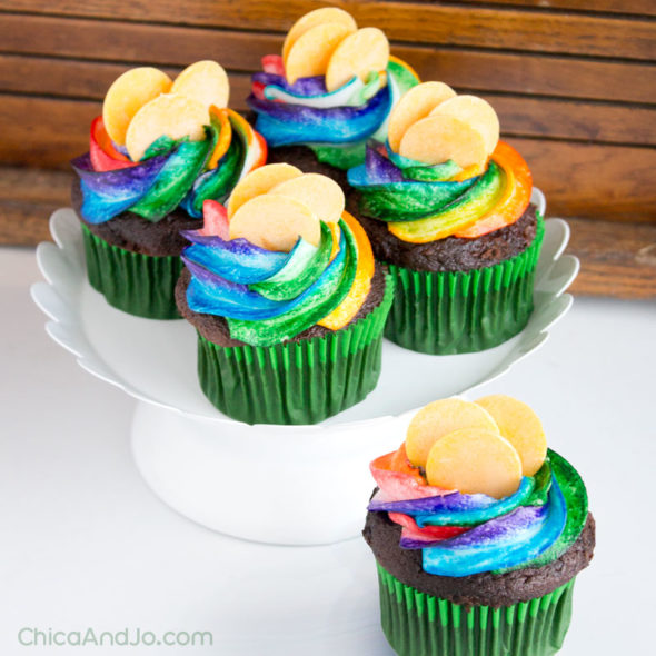 Rainbow Pot Of Gold Cupcakes for St. Patrick's Day