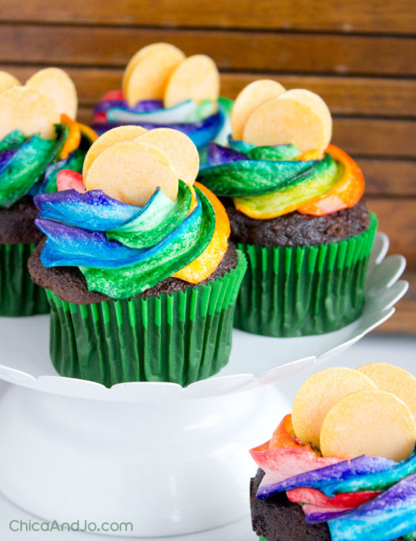 Rainbow Pot Of Gold cupcakes for St. Patrick's Day