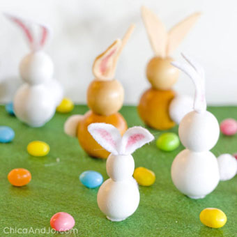 Wooden Bead Easter Bunny Kid Craft