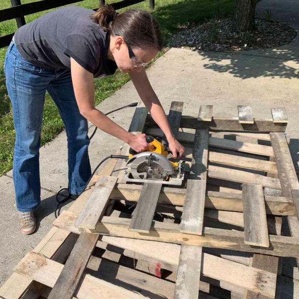 Upcycle pallets into outdoor candle lanterns