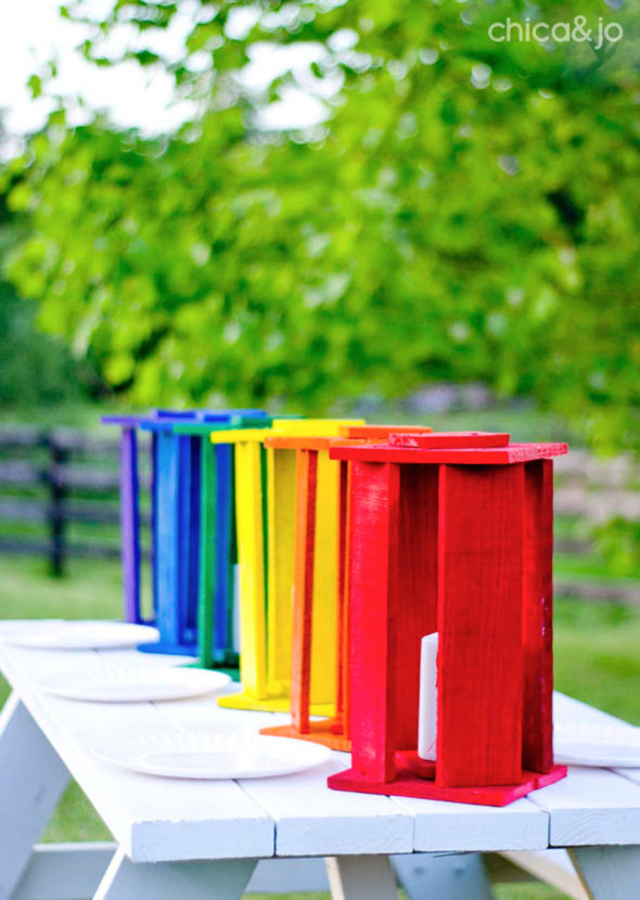 Upcycle pallets into outdoor candle lanterns